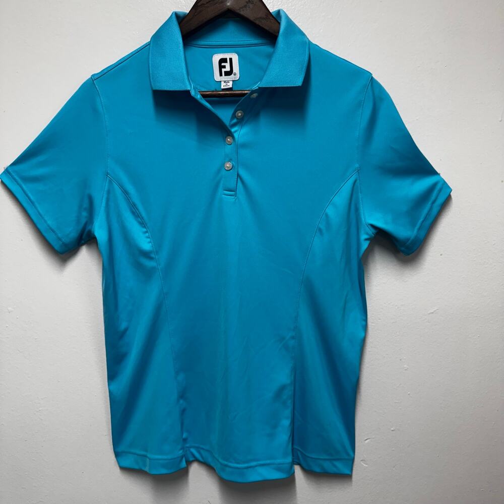 FootJoy Golf Polo Shirt Women’s M Turquoise Blue Athleisure Performance Tennis